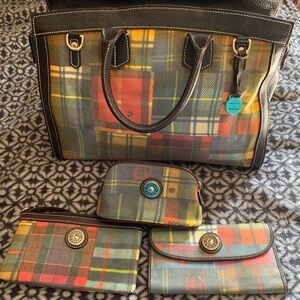 Dooney & Bourke Plaid Satchel and Accessories Set